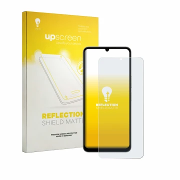 Vorderseite einer Produktverpackung mit dem Markenlogo upscreen. Daneben ist das Gerät Vivo Y11 2026 mit dem zugehörigen Displ