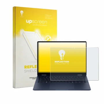 Vorderseite einer Produktverpackung mit dem Markenlogo upscreen. Daneben ist das Gerät HP EliteBook X Flip G2i 14