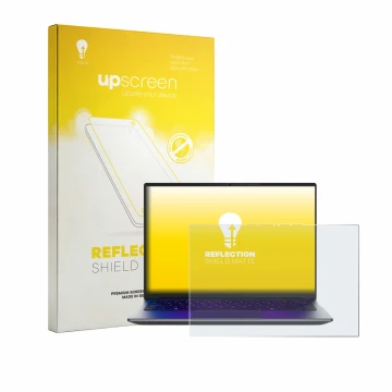 Vorderseite einer Produktverpackung mit dem Markenlogo upscreen. Daneben ist das Gerät MEDION Avantum 14 E1e mit dem zugehörig