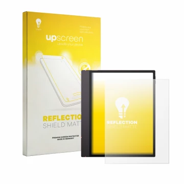 Vorderseite einer Produktverpackung mit dem Markenlogo upscreen. Daneben ist das Gerät Boox Note Air 6 C mit dem zugehörigen D