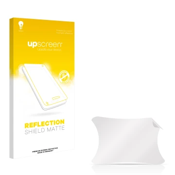 Vorderseite einer Produktverpackung mit dem Markenlogo upscreen. Daneben ist der zugehörige Displayschutz.