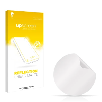 Vorderseite einer Produktverpackung mit dem Markenlogo upscreen. Daneben ist der zugehörige Displayschutz.