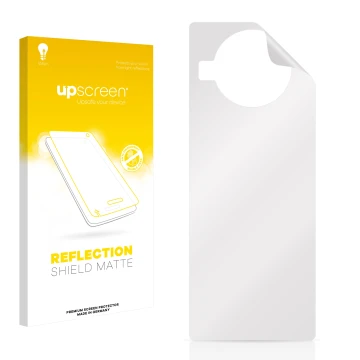 Vorderseite einer Produktverpackung mit dem Markenlogo upscreen. Daneben ist der zugehörige Displayschutz.