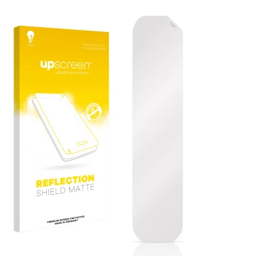 Vorderseite einer Produktverpackung mit dem Markenlogo upscreen. Daneben ist der zugehörige Displayschutz.