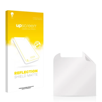 Vorderseite einer Produktverpackung mit dem Markenlogo upscreen. Daneben ist der zugehörige Displayschutz.