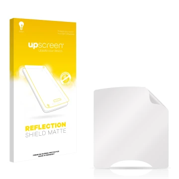 Vorderseite einer Produktverpackung mit dem Markenlogo upscreen. Daneben ist der zugehörige Displayschutz.