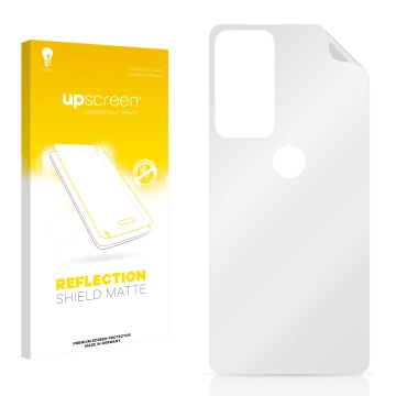 Vorderseite einer Produktverpackung mit dem Markenlogo upscreen. Daneben ist der zugehörige Displayschutz.