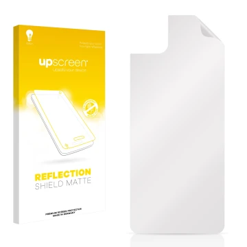 Vorderseite einer Produktverpackung mit dem Markenlogo upscreen. Daneben ist der zugehörige Displayschutz.
