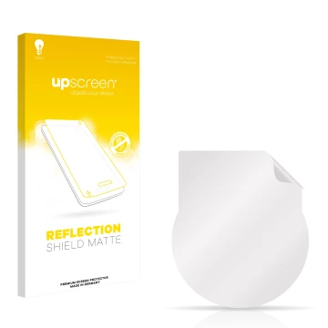 Vorderseite einer Produktverpackung mit dem Markenlogo upscreen. Daneben ist der zugehörige Displayschutz.