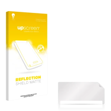 Vorderseite einer Produktverpackung mit dem Markenlogo upscreen. Daneben ist der zugehörige Displayschutz.