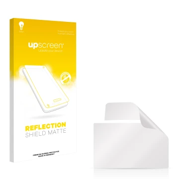 Vorderseite einer Produktverpackung mit dem Markenlogo upscreen. Daneben ist der zugehörige Displayschutz.