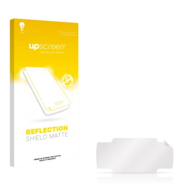 Vorderseite einer Produktverpackung mit dem Markenlogo upscreen. Daneben ist der zugehörige Displayschutz.