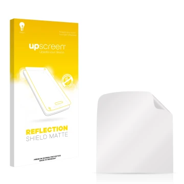 Vorderseite einer Produktverpackung mit dem Markenlogo upscreen. Daneben ist der zugehörige Displayschutz.
