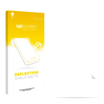 Vorderseite einer Produktverpackung mit dem Markenlogo upscreen. Daneben ist der zugehörige Displayschutz.