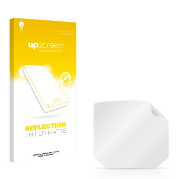 Vorderseite einer Produktverpackung mit dem Markenlogo upscreen. Daneben ist der zugehörige Displayschutz.