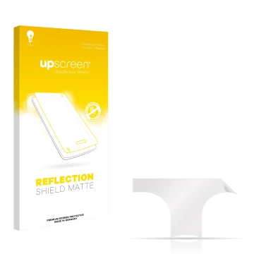Vorderseite einer Produktverpackung mit dem Markenlogo upscreen. Daneben ist der zugehörige Displayschutz.