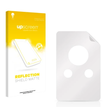 Vorderseite einer Produktverpackung mit dem Markenlogo upscreen. Daneben ist der zugehörige Displayschutz.