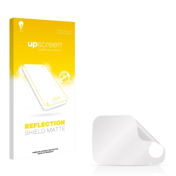 Vorderseite einer Produktverpackung mit dem Markenlogo upscreen. Daneben ist der zugehörige Displayschutz.