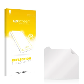 Vorderseite einer Produktverpackung mit dem Markenlogo upscreen. Daneben ist der zugehörige Displayschutz.