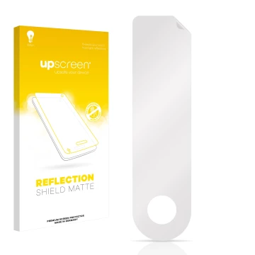 Vorderseite einer Produktverpackung mit dem Markenlogo upscreen. Daneben ist der zugehörige Displayschutz.