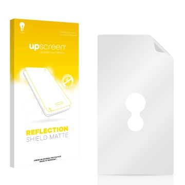Vorderseite einer Produktverpackung mit dem Markenlogo upscreen. Daneben ist der zugehörige Displayschutz.