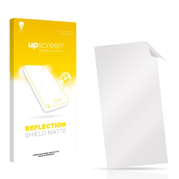 Vorderseite einer Produktverpackung mit dem Markenlogo upscreen. Daneben ist der zugehörige Displayschutz.