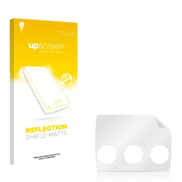 Vorderseite einer Produktverpackung mit dem Markenlogo upscreen. Daneben ist der zugehörige Displayschutz.