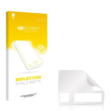 Vorderseite einer Produktverpackung mit dem Markenlogo upscreen. Daneben ist der zugehörige Displayschutz.
