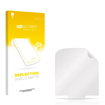 Vorderseite einer Produktverpackung mit dem Markenlogo upscreen. Daneben ist der zugehörige Displayschutz.