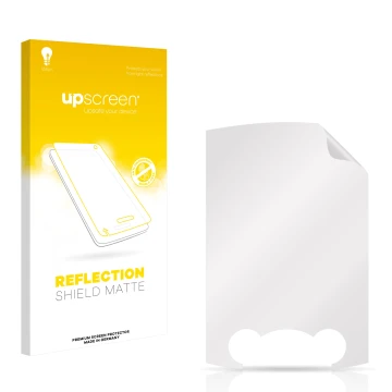 Vorderseite einer Produktverpackung mit dem Markenlogo upscreen. Daneben ist der zugehörige Displayschutz.