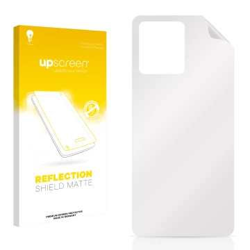 Vorderseite einer Produktverpackung mit dem Markenlogo upscreen. Daneben ist der zugehörige Displayschutz.