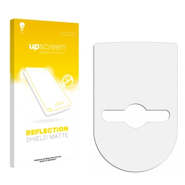 Vorderseite einer Produktverpackung mit dem Markenlogo upscreen. Daneben ist der zugehörige Displayschutz.