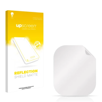 Vorderseite einer Produktverpackung mit dem Markenlogo upscreen. Daneben ist der zugehörige Displayschutz.