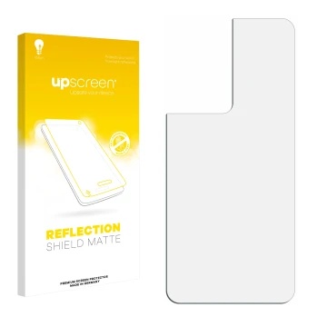 Vorderseite einer Produktverpackung mit dem Markenlogo upscreen. Daneben ist der zugehörige Displayschutz.