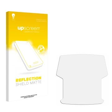 Vorderseite einer Produktverpackung mit dem Markenlogo upscreen. Daneben ist der zugehörige Displayschutz.