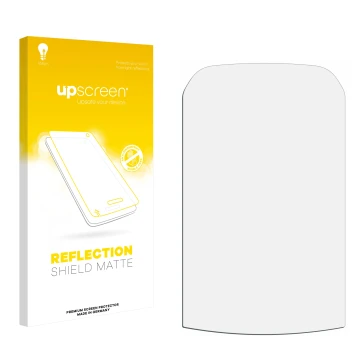 Vorderseite einer Produktverpackung mit dem Markenlogo upscreen. Daneben ist der zugehörige Displayschutz.