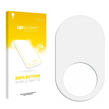 Vorderseite einer Produktverpackung mit dem Markenlogo upscreen. Daneben ist der zugehörige Displayschutz.