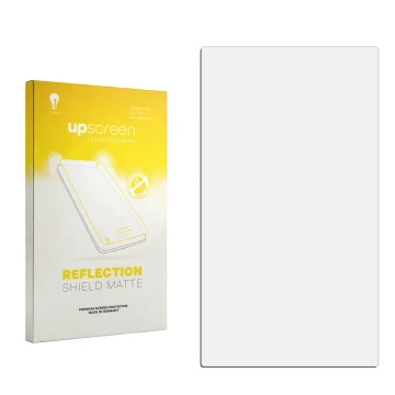 Vorderseite einer Produktverpackung mit dem Markenlogo upscreen. Daneben ist der zugehörige Displayschutz.