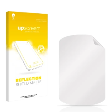 Vorderseite einer Produktverpackung mit dem Markenlogo upscreen. Daneben ist der zugehörige Displayschutz.