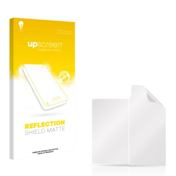 Vorderseite einer Produktverpackung mit dem Markenlogo upscreen. Daneben ist der zugehörige Displayschutz.