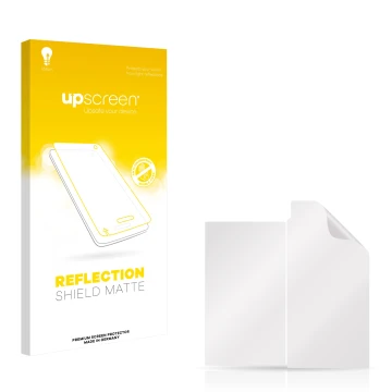Vorderseite einer Produktverpackung mit dem Markenlogo upscreen. Daneben ist der zugehörige Displayschutz.