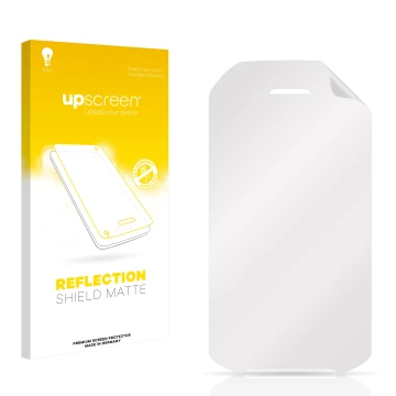 Vorderseite einer Produktverpackung mit dem Markenlogo upscreen. Daneben ist der zugehörige Displayschutz.
