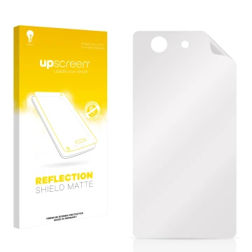 Vorderseite einer Produktverpackung mit dem Markenlogo upscreen. Daneben ist der zugehörige Displayschutz.