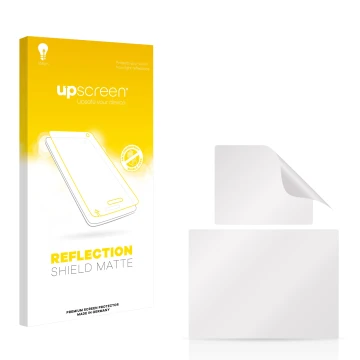 Vorderseite einer Produktverpackung mit dem Markenlogo upscreen. Daneben ist der zugehörige Displayschutz.