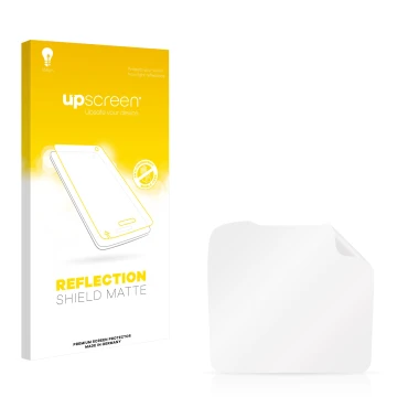 Vorderseite einer Produktverpackung mit dem Markenlogo upscreen. Daneben ist der zugehörige Displayschutz.