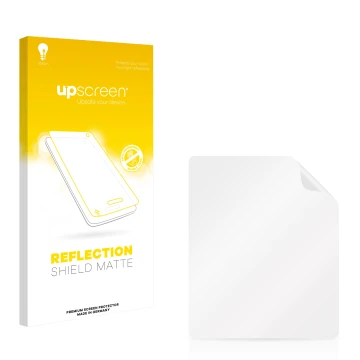 Vorderseite einer Produktverpackung mit dem Markenlogo upscreen. Daneben ist der zugehörige Displayschutz.