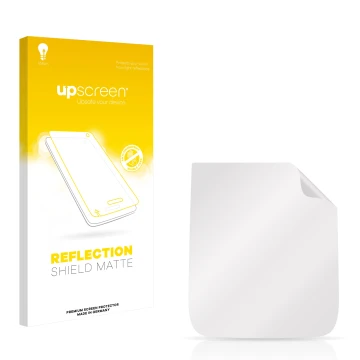 Vorderseite einer Produktverpackung mit dem Markenlogo upscreen. Daneben ist der zugehörige Displayschutz.