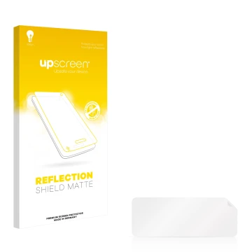 Vorderseite einer Produktverpackung mit dem Markenlogo upscreen. Daneben ist der zugehörige Displayschutz.