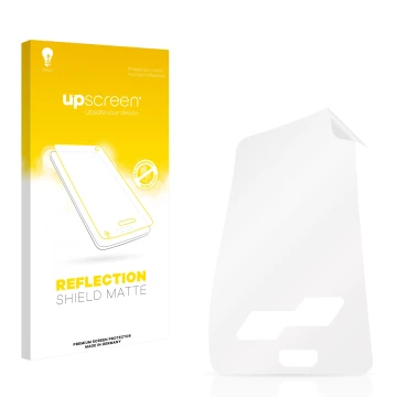 Vorderseite einer Produktverpackung mit dem Markenlogo upscreen. Daneben ist der zugehörige Displayschutz.