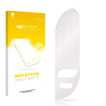 Vorderseite einer Produktverpackung mit dem Markenlogo upscreen. Daneben ist der zugehörige Displayschutz.